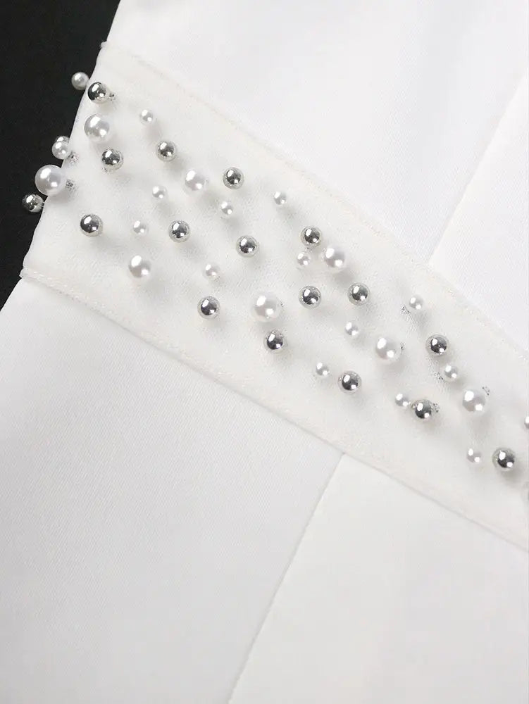 AOMEIDRESS White Maxi One Shoulder Beading Ruffles Bridal Shower Dress