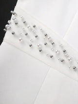 AOMEIDRESS White Maxi One Shoulder Beading Ruffles Bridal Shower Dress