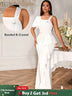 AOMEIDRESS White Maxi One Shoulder Beading Ruffles Bridal Shower Dress White / S