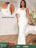 AOMEIDRESS White Maxi One Shoulder Beading Ruffles Bridal Shower Dress White / S