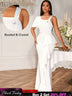 AOMEIDRESS White Maxi One Shoulder Beading Ruffles Bridal Shower Dress White / S