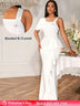 AOMEIDRESS White Maxi One Shoulder Beading Ruffles Bridal Shower Dress White / S