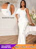 AOMEIDRESS White Maxi One Shoulder Beading Ruffles Bridal Shower Dress White / S
