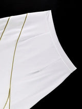 AOMEIDRESS White Mermaid Skirt Gold Trim Elegant Slim Party Outfit