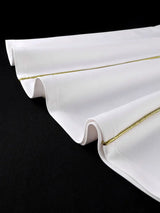 AOMEIDRESS White Mermaid Skirt Gold Trim Elegant Slim Party Outfit