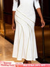 AOMEIDRESS White Mermaid Skirt Gold Trim Elegant Slim Party Outfit White / S