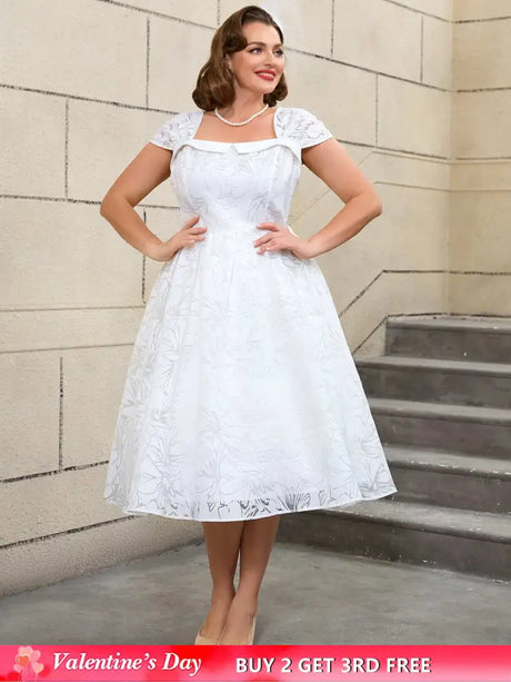 AOMEIDRESS White Sleeveless A Line Dress Vintage 50s Prom Style
