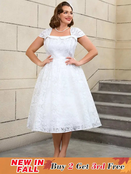 AOMEIDRESS White Sleeveless A Line Dress Vintage 50s Prom Style
