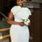 Elegant White Wedding Guest Dress For Women 3D Flower One Shoulder Slim Fit Long Dresses Banquet Prom Birthday Gowns Plus Size

