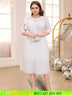 AOMEIDRESS White O Neck Mesh Patchwork Ruffles A Line Pleated Dress White / S