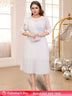 AOMEIDRESS White O Neck Mesh Patchwork Ruffles A Line Pleated Dress White / S
