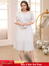 AOMEIDRESS White O Neck Mesh Patchwork Ruffles A Line Pleated Dress White / S