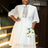 AOMEIDRESS White Organza Lace A Line Wedding Guests Dress Puff Sleeve White / S
