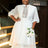 AOMEIDRESS White Organza Lace A Line Wedding Guests Dress Puff Sleeve White / S