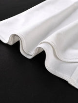 AOMEIDRESS White Satin One Shoulder Bodycon Dress with Big Flower