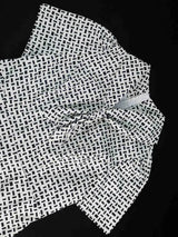 Vintage White Mini Dress Tie Neck Short Sleeve A Line

