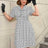 AOMEIDRESS White Short Sleeve A Line Mini Dress with Tie Neck White / S Printed Dresses