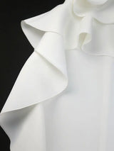 AOMEIDRESS White Wedding Clothes Peplum 3D Decoration Strapless Dress