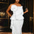 AOMEIDRESS White Wedding Clothes Peplum 3D Decoration Strapless Dress White / S