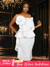 AOMEIDRESS White Wedding Clothes Peplum 3D Decoration Strapless Dress White / S