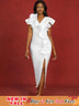 AOMEIDRESS White Wedding Gown for Bride 3D Flower Sleeveless Dress White / S