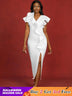 AOMEIDRESS White Wedding Gown for Bride 3D Flower Sleeveless Dress White / S