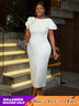 AOMEIDRESS White Wedding Guest Dress for Women 3D Flower One Shoulder
