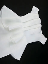 AOMEIDRESS White Wedding Guest Dresses Ruffles Slash Neck Package Hip