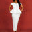 AOMEIDRESS White Wedding Guest Dresses Ruffles Slash Neck Package Hip White / S