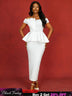 AOMEIDRESS White Wedding Guest Dresses Ruffles Slash Neck Package Hip White / S