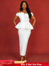 AOMEIDRESS White Wedding Guest Dresses Ruffles Slash Neck Package Hip White / S