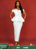AOMEIDRESS White Wedding Guest Dresses Ruffles Slash Neck Package Hip White / S