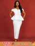 AOMEIDRESS White Wedding Guest Dresses Ruffles Slash Neck Package Hip White / S