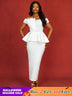 AOMEIDRESS White Wedding Guest Dresses Ruffles Slash Neck Package Hip White / S
