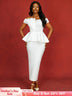 AOMEIDRESS White Wedding Guest Dresses Ruffles Slash Neck Package Hip White / S