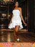 AOMEIDRESS White Wedding Reception 3D Flower Strapless Mini Dress White / S
