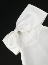 AOMEIDRESS White Wedding Shower Dress Bow A Line Grace Short Dresses