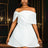 AOMEIDRESS White Wedding Shower Dress Bow A Line Grace Short Dresses White / S