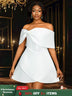 AOMEIDRESS White Wedding Shower Dress Bow A Line Grace Short Dresses White / S