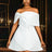 AOMEIDRESS White Wedding Shower Dress Bow A Line Grace Short Dresses White / S