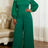 AOMEIDRESS Wide Leg Jumpsuit O Neck Lantern Sleeve Beading 3D Flower - Green / 0XL