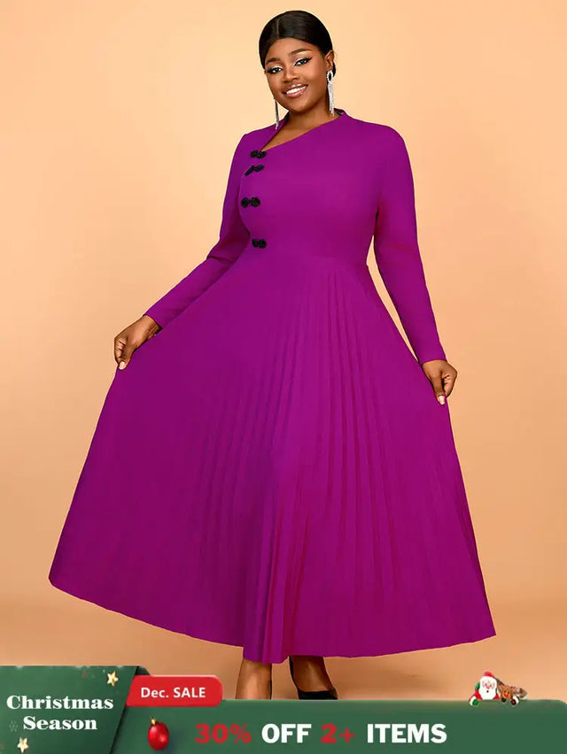 AOMEIDRESS Winter Work Outfits Elegant Women Dresses Business Casual Purple / 0XL