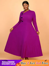 AOMEIDRESS Winter Work Outfits Elegant Women Dresses Business Casual Purple / 0XL
