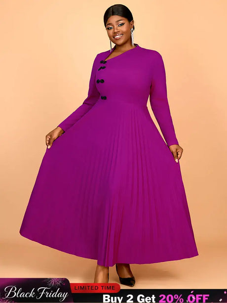 AOMEIDRESS Winter Work Outfits Elegant Women Dresses Business Casual Purple / 0XL