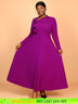 AOMEIDRESS Winter Work Outfits Elegant Women Dresses Business Casual Purple / 0XL
