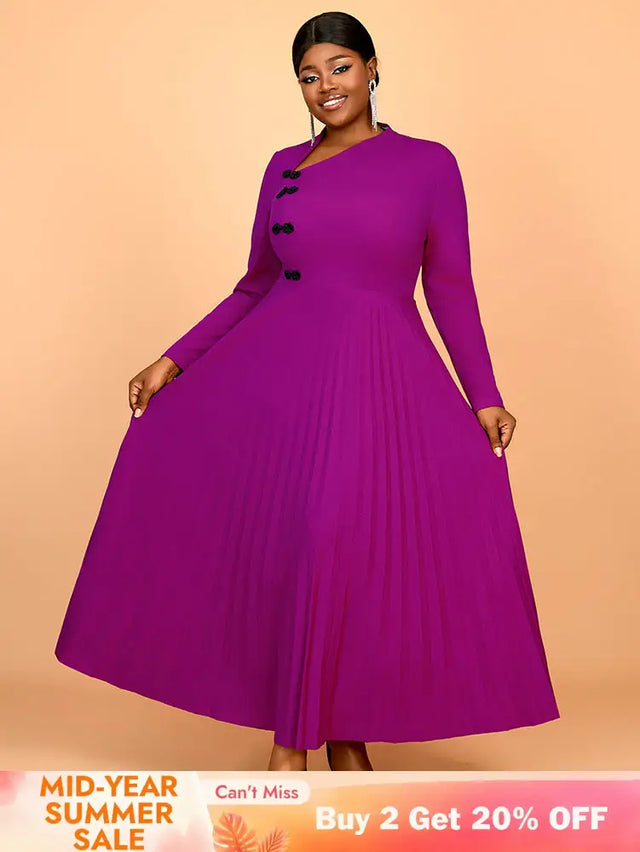 AOMEIDRESS Winter Work Outfits Elegant Women Dresses Business Casual Purple / 0XL