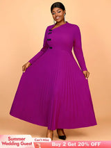 AOMEIDRESS Winter Work Outfits Elegant Women Dresses Business Casual Purple / 0XL