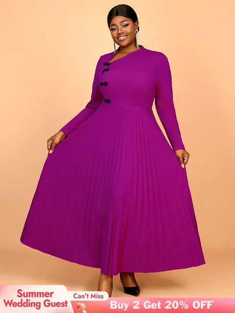 AOMEIDRESS Winter Work Outfits Elegant Women Dresses Business Casual Purple / 0XL