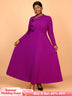 AOMEIDRESS Winter Work Outfits Elegant Women Dresses Business Casual Purple / 0XL