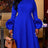 AOMEIDRESS Women A Line Dresses Half High Neck Long Sleeve 3D Floral - Blue / S